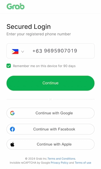 Step 3:  Enter the mobile number registered with GrabPay.